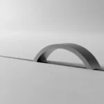 Minimal arch bridge spanning a bold boundary line on a soft gray surface, symbolizing firm boundaries without breaking relationships.