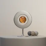 Minimal 3D ring filter selects one glowing amber sphere as others wait in soft focus on a neutral background.