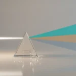 Glass prism on soft gray background splitting one beam into three (teal, amber, gray-blue), symbolizing clear weekly prioritization.