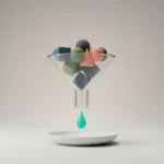 Minimalist glass funnel filtering muted shapes; one bright droplet emerges, symbolizing focused priority amid limited capacity.