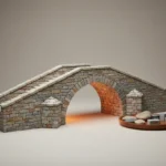 Stone bridge with a glowing foundation and paused decorative stones, symbolizing quality-focused prioritization under tighter resources.