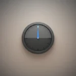 Minimalist compass with blue needle locked on a single waypoint, signaling a clear decision and next step.