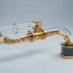 Golden coins flow steadily through a transparent pipeline with a brass valve, symbolizing payment terms that protect business cash flow.