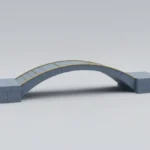 A smooth brass-accented bridge gently rising between two stable stone platforms on a soft neutral background.